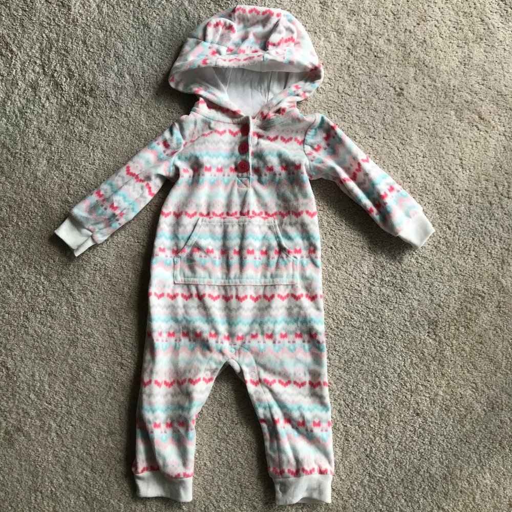 Carter's Fleece Long Sleeve Hooded Onesie